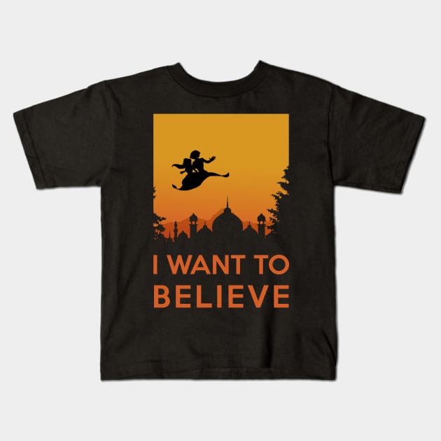 I want to believe - Aladdin flying carpet in the Orient Kids T-Shirt by Quentin1984